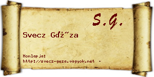 Svecz Géza névjegykártya